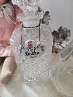 Kristallen wiskey karaf  porseleinen labels + glazen karaf, Antiek en Kunst, Ophalen of Verzenden