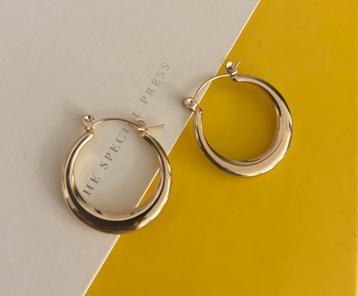 Anna + Nina goldplated gouden creolen, goud oorbellen, nieuw beschikbaar voor biedingen