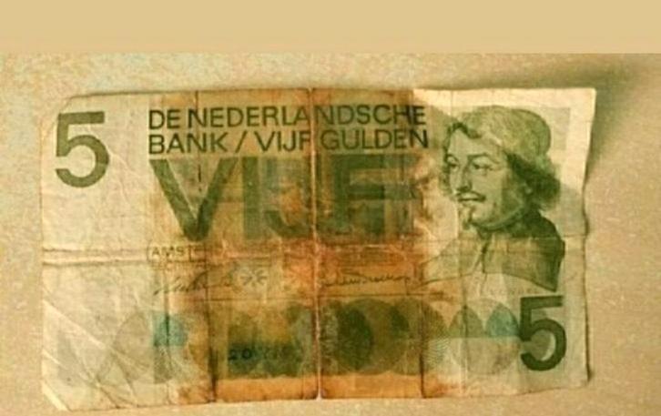 5 gulden biljet,Vondel,1966,groen,Nederland,gulden,5, Postzegels en Munten, Bankbiljetten | Nederland, Los biljet, 5 gulden, Ophalen of Verzenden