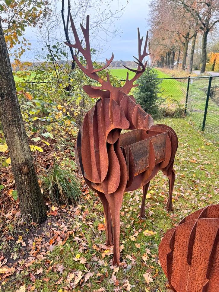 Cortenstaal Rendieren, Tuin en Terras, Bloembakken en Plantenbakken, Nieuw, Metaal, Rond, Ophalen