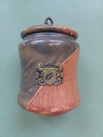 Vintage Italiaanse tabakspot. Keramiek met leer bekleed., Ophalen of Verzenden