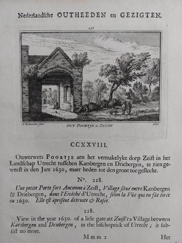 228 / Out poortje te Zeyst - Zeist gravure uit 1732 beschikbaar voor biedingen