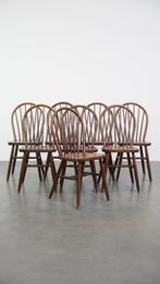 8 x Vintage houten Windsor spijlen stoel in Engelse stijl, Ophalen, Gebruikt, Bruin, .