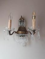 Antiek messing kristal wandlampjes - 4 stuks beschikbaar, Huis en Inrichting, Lampen | Wandlampen, Ophalen of Verzenden, Gebruikt