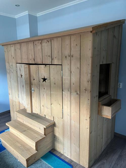 Kinderbed/Bedhuis/Bedstee Steigerhout, Kinderen en Baby's, Kinderkamer | Stapelbedden en Hoogslapers, Zo goed als nieuw, Stapelbed