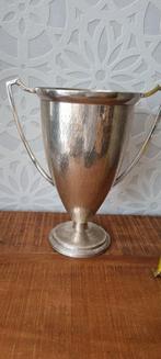 Vintage XL grote verzilverde trophy cup beker trofee plate, Ophalen of Verzenden