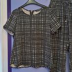 Costes set: casual broek + shirt. zwart/wit geruit S 42887, Kostuum of Pak, Costes, ., Zwart