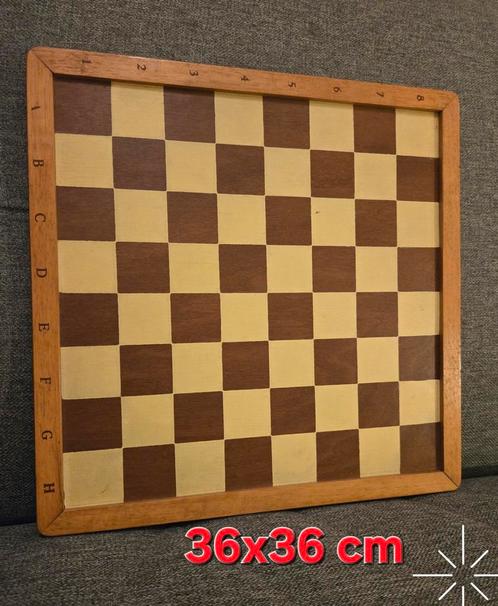 Dubbelzijdig houten schaak- en dambord – 3636 cm, Hobby en Vrije tijd, Gezelschapsspellen | Bordspellen, Zo goed als nieuw, Ophalen of Verzenden