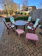 tuinset, 4 stoelen, tafel en 2 krukjes/lage tafels, Tuin en Terras, Tuinsets en Loungesets, Ophalen, 4 zitplaatsen, Kunststof