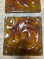 2 vintage Christal Val St Lambairs glas tegels/wanddecoratie, Ophalen of Verzenden