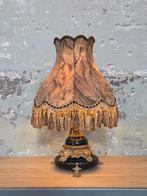 Klassieke lampenkap met bruintinten en franjes, Huis en Inrichting, Lampen | Lampenkappen, Ophalen, Rond, Gebruikt, Klassiek / Vintage / Barok