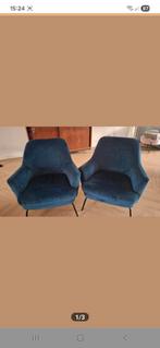 Blauwe fauteuils suède, Huis en Inrichting, Fauteuils, Ophalen, Gebruikt, 75 tot 100 cm, 50 tot 75 cm