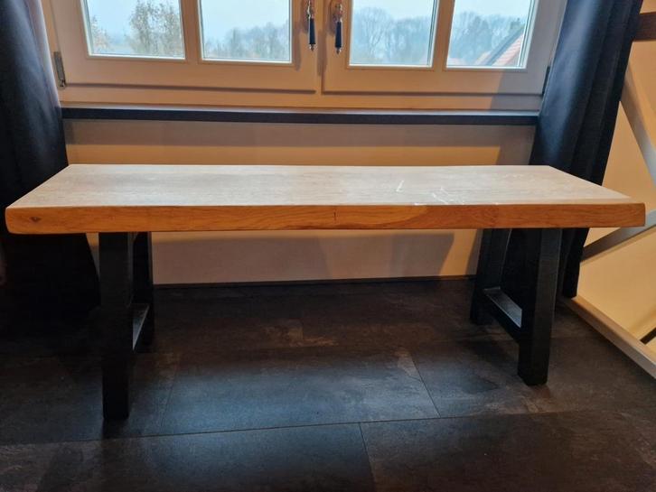 Industriële Bank met Houten Zitting, Huis en Inrichting, Stoelen, Eén, Ophalen