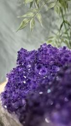 Uniek lavendelpaars Amethist op Calciet, Verzamelen, Mineralen en Fossielen, Ophalen of Verzenden