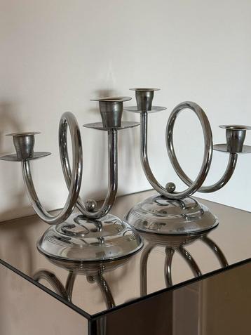 Art Deco Kandelaars - Set van Twee beschikbaar voor biedingen