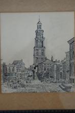 tekening Wijnhuistoren en markt Zutphen, F. Bras 1940, Antiek en Kunst, Kunst | Tekeningen en Foto's, Verzenden