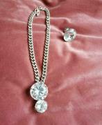 Grove ketting zilverkleur met hanger en verstelbare ring., Sieraden, Tassen en Uiterlijk, Kettingen, Ophalen of Verzenden, Zo goed als nieuw