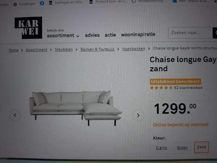 Hoekbank Gayle Karwei tkag  verlenging is zittend rechts, Huis en Inrichting, Banken | Complete zithoeken, Zo goed als nieuw, Metaal