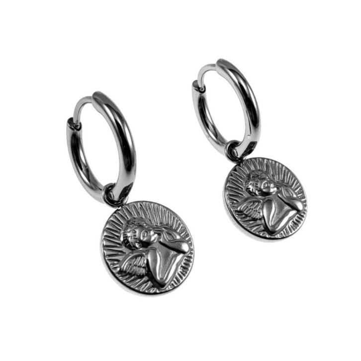 Orringen Beschermengel zilverkleur RVS Oorbellen  Oorhanger, Sieraden, Tassen en Uiterlijk, Oorbellen, Nieuw, Hangers, Overige materialen