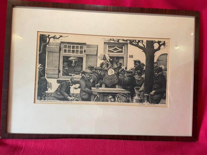 Litho Jan Strube "Boeren koop dag in Brabant", Antiek en Kunst, Kunst | Litho's en Zeefdrukken, Ophalen