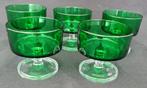 Vintage groene dessertglazen – set van 5, Ophalen of Verzenden, Huis en Inrichting