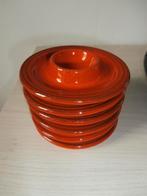 Vintage 6 eierenschaaltjes/doppen oranje 70s, Ophalen of Verzenden