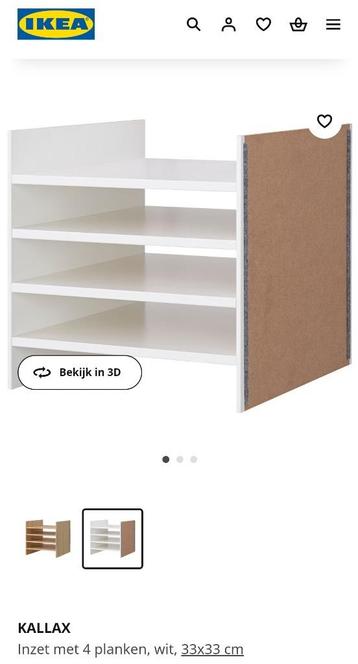 3x Kallax inzet Verdelers voor de vakkenkast open kast beschikbaar voor biedingen