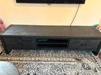 Zwart mangohouten tv-meubel met opbergruimte, Huis en Inrichting, Kasten | Televisiemeubels, Ophalen, Gebruikt, 150 tot 200 cm
