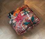 Rozenkelim poef, Gebruikt, Ophalen of Verzenden, Stof, 50 tot 75 cm