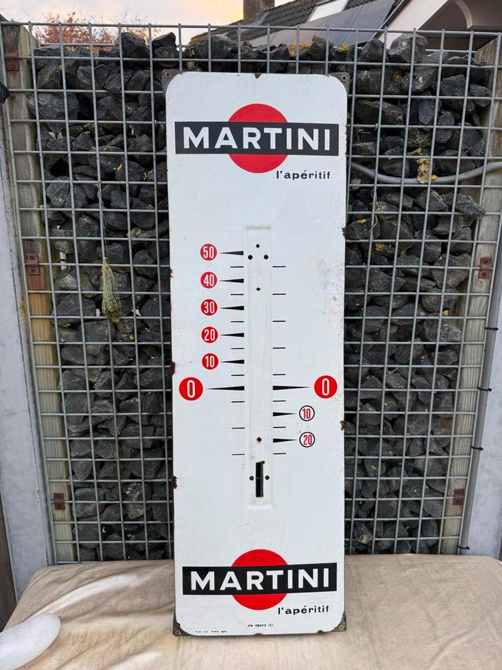 Vintage Martini Thermometer Emaille Reclamebord, Antiek en Kunst, Antiek | Emaille, Ophalen