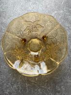 Retro fruitschaal van geelglas met narcissen, Ophalen of Verzenden, Zo goed als nieuw