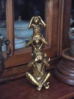 Aapjes , horen zien en zwijgen. Goudkleurig., Verzamelen, Beelden en Beeldjes, Ophalen of Verzenden, Dier