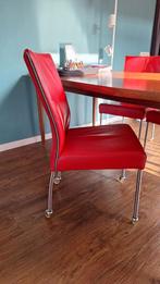 Rode design stoelen met chromen poten (5 stuks), Ophalen, Design, Zo goed als nieuw, Vijf, Zes of meer stoelen