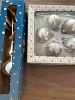 5 oude glazen zilveren kerstballen en piek, Ophalen, Gebruikt