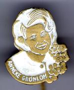 Anneke Grönloh wit op koper zangeres speldje ( R_015 ), Verzamelen, Speldjes, Pins en Buttons, Verzenden, Nieuw, Figuurtje, Speldje of Pin
