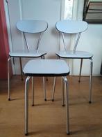 Vintage jaren 50 stoelen en kruk, set van 3, Huis en Inrichting, Ophalen, Overige materialen, Gebruikt, Drie