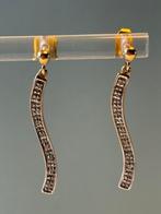 Prachtige 9 karaat gouden oorbellen met diamantjes, Verzenden, Zo goed als nieuw, Goud