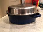 Vintage Silit Emaille Braadpan / Ovenschaal Blauw Patroon, Huis en Inrichting, Ophalen, Gebruikt, Overige materialen, Koekenpan of Braadpan