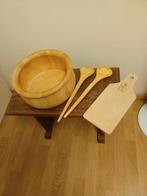 Houten Salade Set - Bak, Bestek & Plank, Ophalen of Verzenden, Zo goed als nieuw