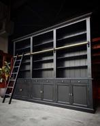 Hoge, Brede bibliotheekkast | Chique zwarte boekenkast #2421, Huis en Inrichting, Kasten | Buffetkasten, Niet ingevuld, 200 cm of meer