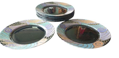 10 x Arcoroc Tampico vintage glazen jaren 90 bord 27 cm 0209, Huis en Inrichting, Keuken | Servies, Gebruikt, Bord(en), Overige stijlen