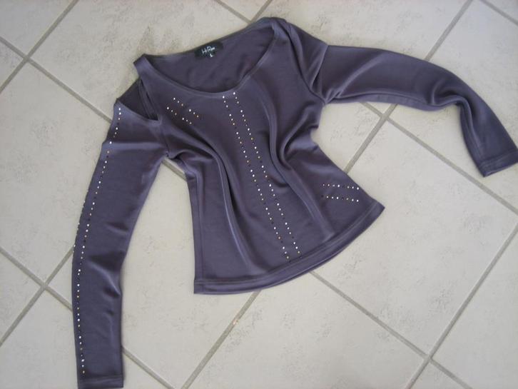 Feestelijk chique taupe shirt HI-REE 36-38-40 Snazzeys, Kleding | Dames, T-shirts, Nieuw, Maat 38/40 (M), Bruin, Lange mouw, Verzenden