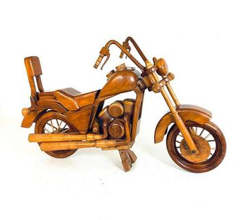 Vintage Harley motor schaal 1:1 massief teak ‘60 beschikbaar voor biedingen