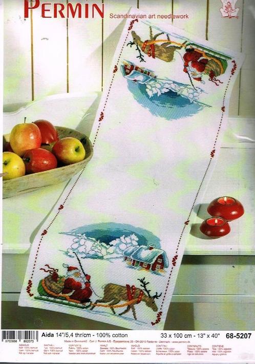 Cado permin borduurpakket loper, kerstman op slee 5207, Hobby en Vrije tijd, Borduren en Borduurmachines, Nieuw, Borduurpakket