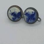 Antieke Delftsblauwe Oorbellen Molen, Overige materialen, Gebruikt, Blauw, Ophalen of Verzenden