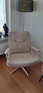 Vintage Design  Strassle damesfauteuil beige leer., Huis en Inrichting, Fauteuils, Ophalen, Gebruikt, 50 tot 75 cm, Leer