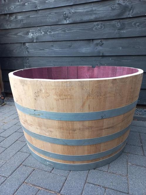 Zeer Groot Half Wijnvat Minivijver Bloembak 250L, Tuin en Terras, Bloembakken en Plantenbakken, Nieuw, Hout, Balkon, Tuin, 30 tot 60 cm