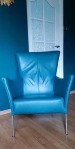 Lederen fauteuil kleur petrol Lederland, leer, Huis en Inrichting, Minder dan 75 cm, Modern, Leer, Zo goed als nieuw