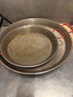 3 paella pannen 2 grote 1 kleine maten zie foto’s, Ophalen, Zo goed als nieuw, Rvs, Pannenset