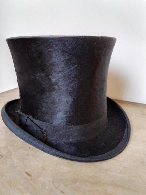 Antieke hoge Londense herenhoed., Antiek en Kunst, Antiek | Kleding en Accessoires, Verzenden